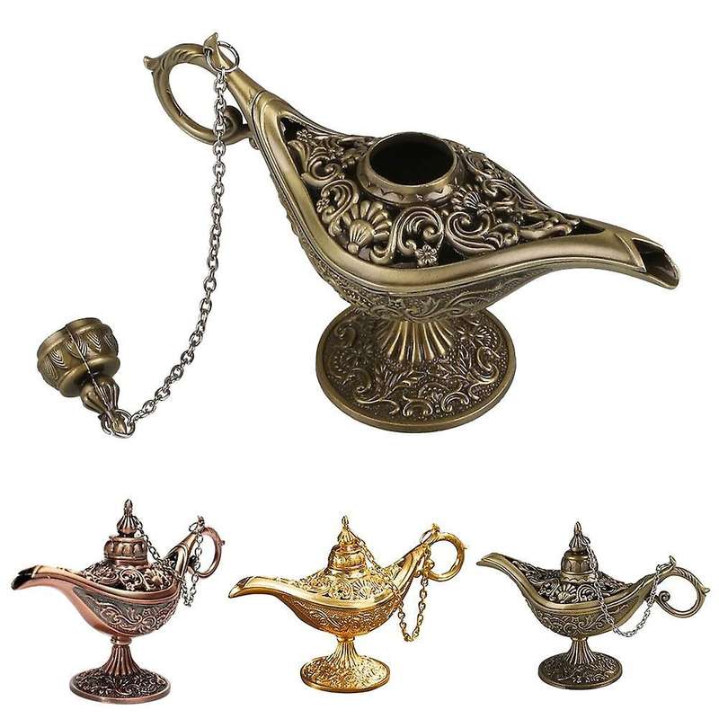 1pc Aladdin Lamp Tea Pot Zinc Alloy Desktop Decor (golden)