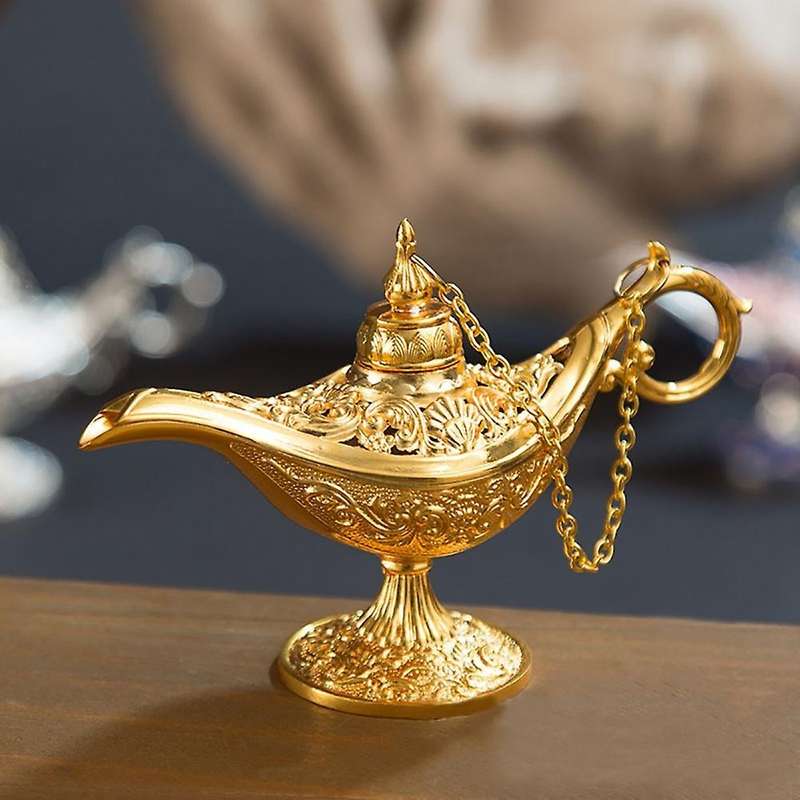 1pc Aladdin Lamp Tea Pot Zinc Alloy Desktop Decor (golden)