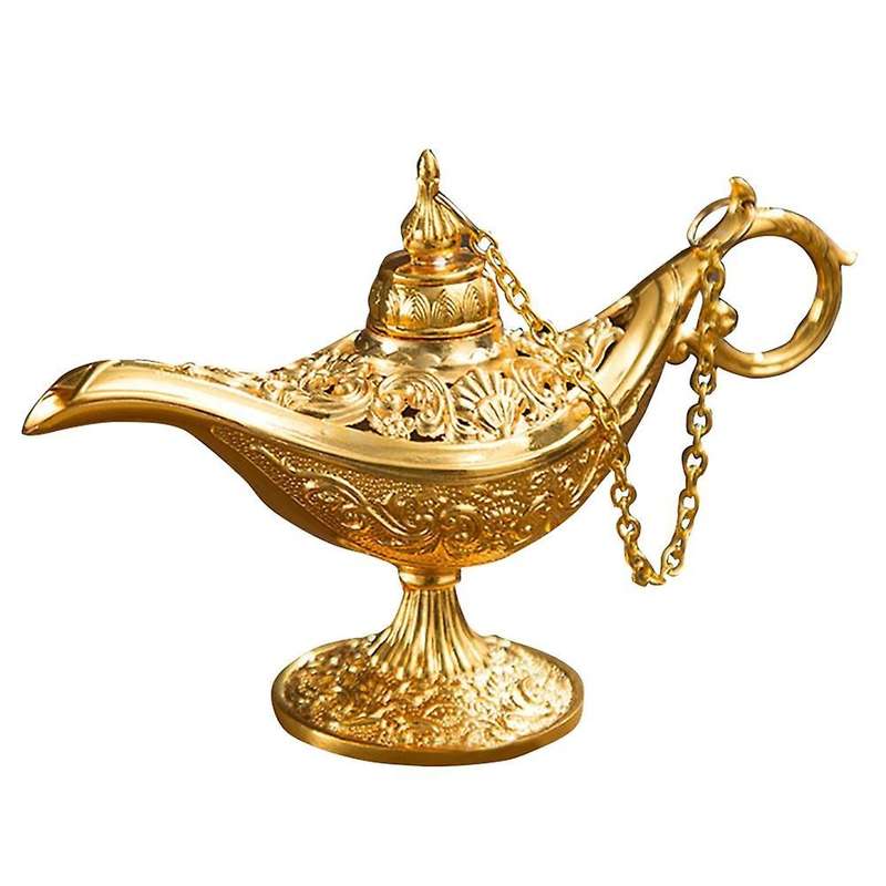 1pc Aladdin Lamp Tea Pot Zinc Alloy Desktop Decor (golden)