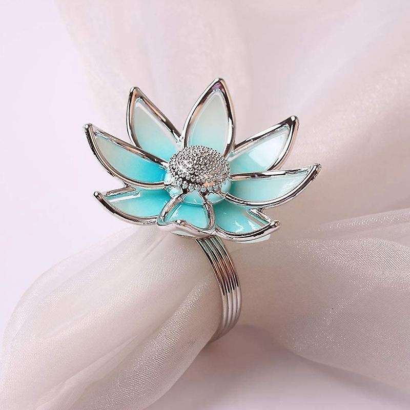 4 Pcs Blue Lotus Holder Napkin Ring,table Plate Napkin Ring,napkin
