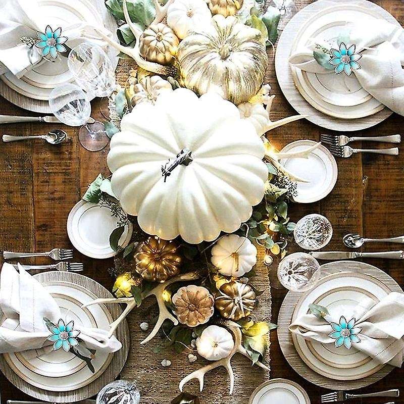 4 Pcs Blue Lotus Holder Napkin Ring,table Plate Napkin Ring,napkin