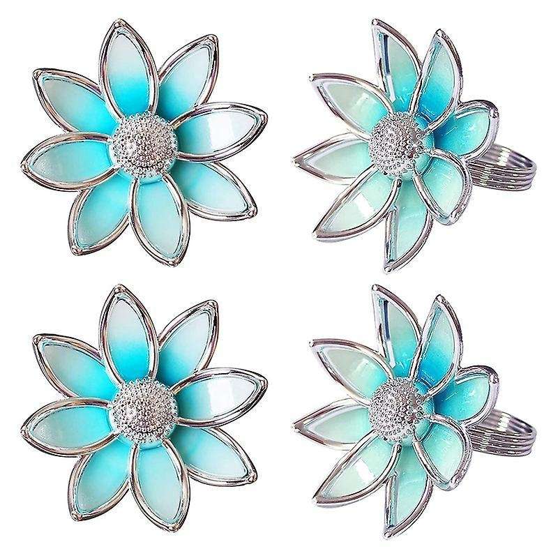 4 Pcs Blue Lotus Holder Napkin Ring,table Plate Napkin Ring,napkin