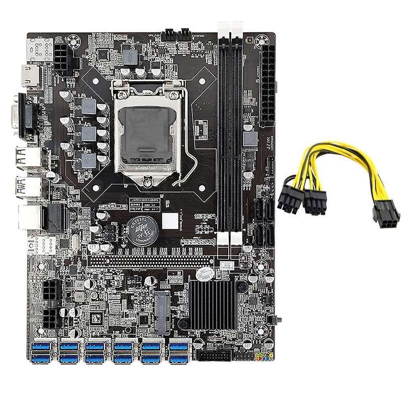B75 Btc Mining Motherboard Sata3.0 with 6 Pin to 8 Pin Power Cable