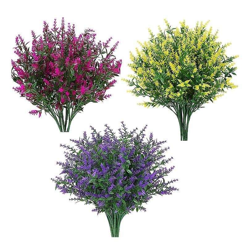 12 Bundles Artificial Lavender Flowers Outdoor Fake Flowers