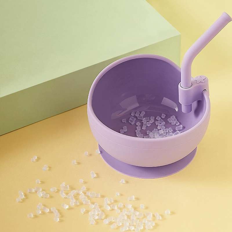 Silicone Bowl Set with Straw Children's Spoon Tableware Light Green