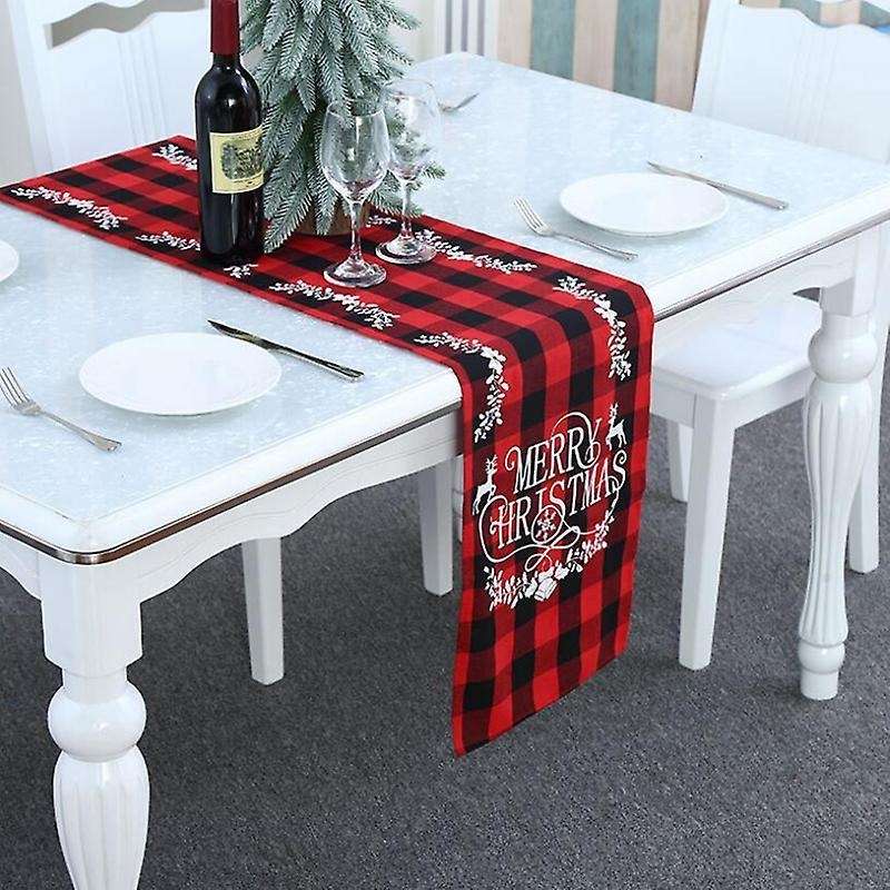 Grid Household Table Mat Cloth Set 180cmx31cm, Christmas Decoration,a