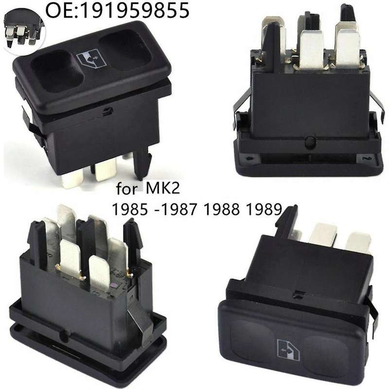 2pcs Car Black Plastic Metal Power Window Control Switch Button