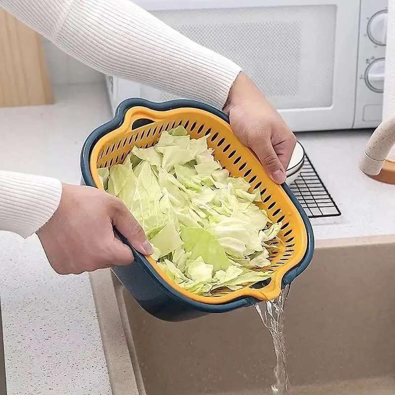 Baskets Fruit Washing Basket Multifunctional Drain Basket Stackable B