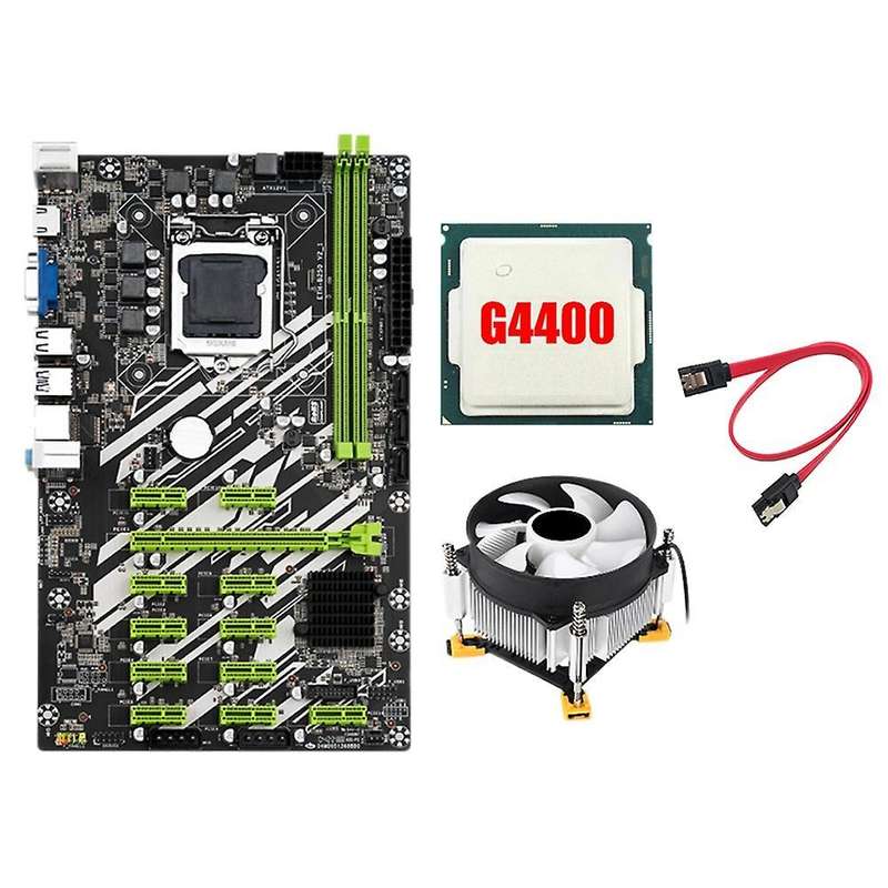 B250 Mining Motherboard with 4400cpu+fan+sata Cable Support Vga+hd