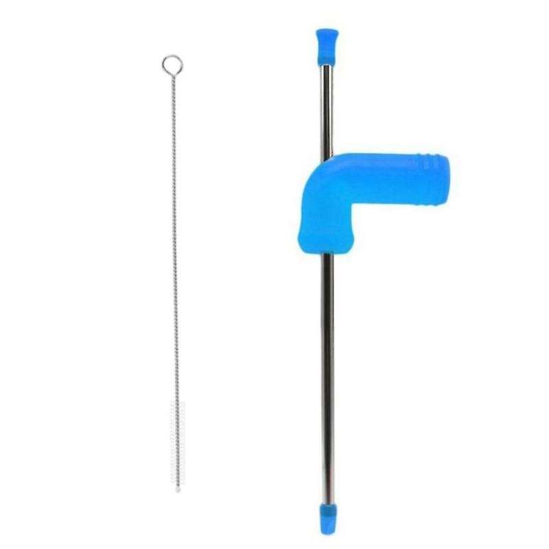 Beer Snorkel Double-layer Beer Snorkel Bar with Cleaning Brush Blue