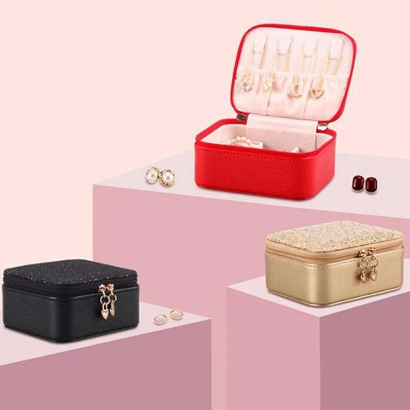 Zipper Jewelry Earrings Organizers Pu Leather Multi Compartment,gold