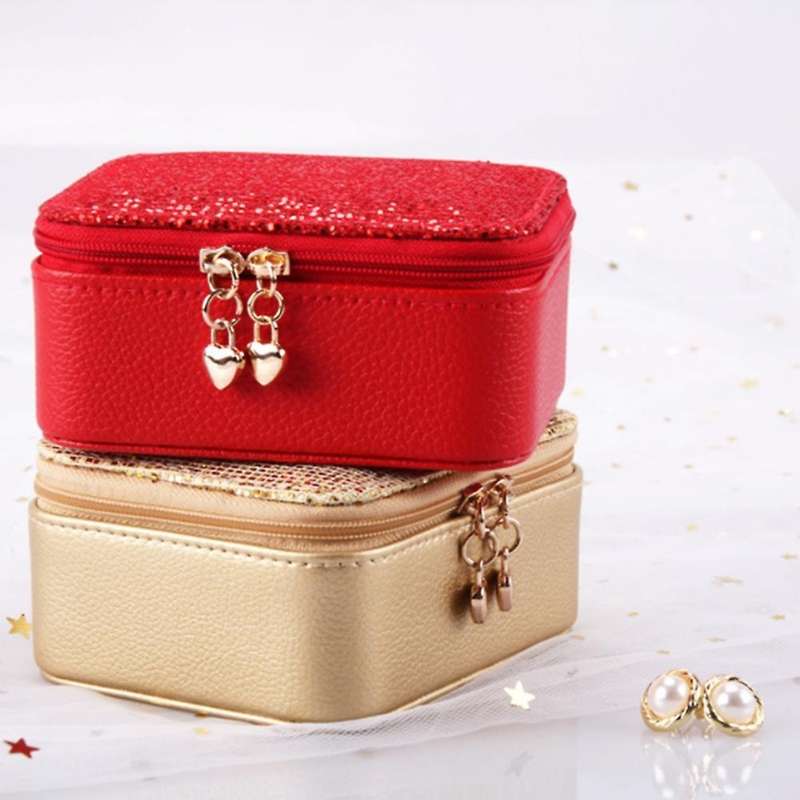 Zipper Jewelry Earrings Organizers Pu Leather Multi Compartment,gold