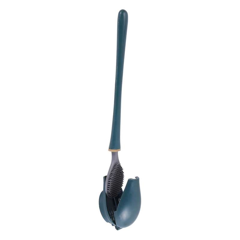 Silicone Toilet Brush Wall-mounted Automatic Cleaning Tool Wc-blue
