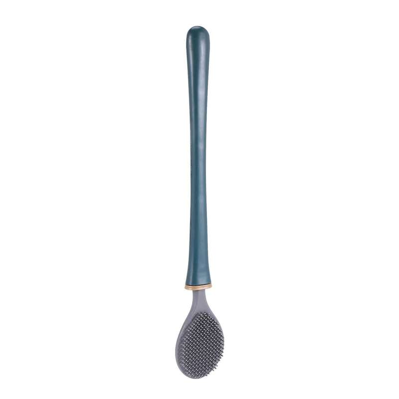 Silicone Toilet Brush Wall-mounted Automatic Cleaning Tool Wc-blue