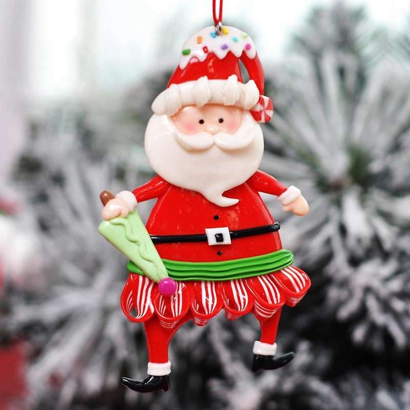 3pcs Christmas Decoration Soft Clay Santa Claus Holding Socks/candy