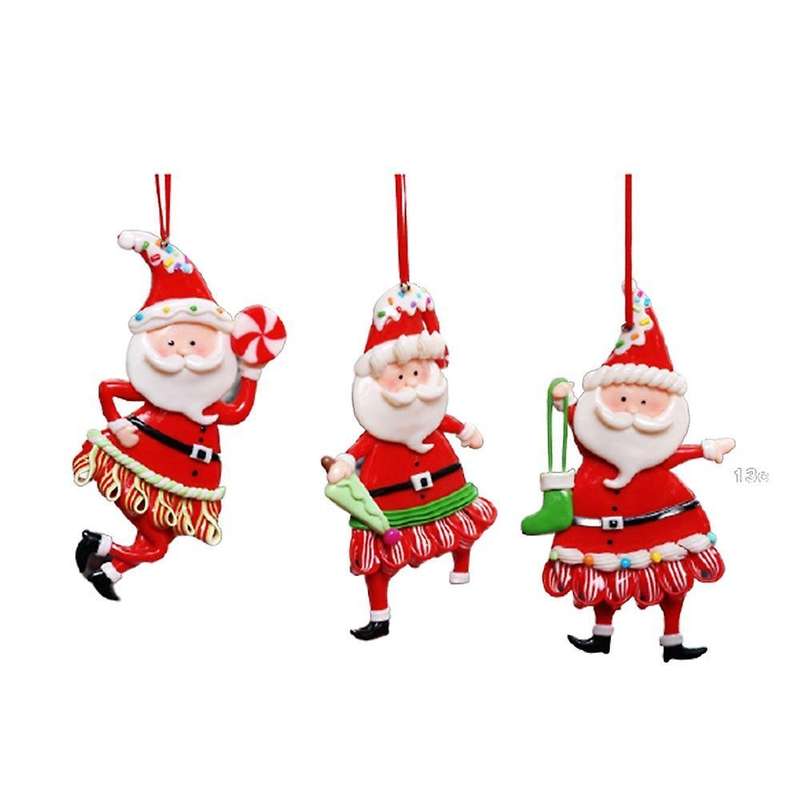 3pcs Christmas Decoration Soft Clay Santa Claus Holding Socks/candy