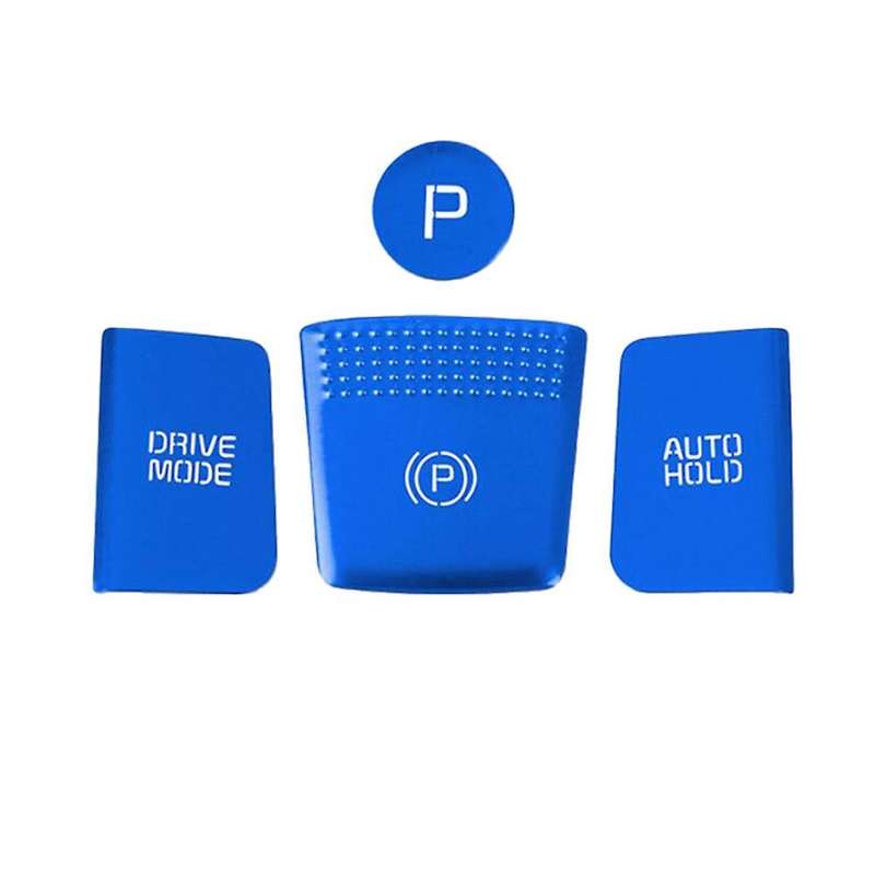 4pcs Car Central Control Gear Button Sticker Cover Trim Panel Blue