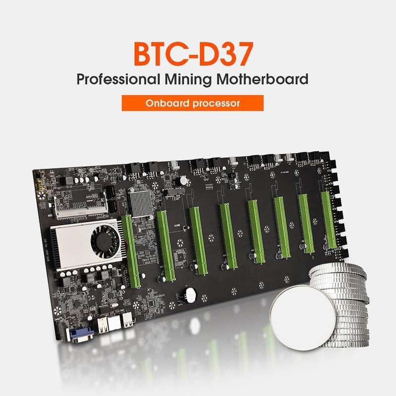D37 Btc Miner Motherboard with Cpu+8x8pin Cable+128g Ssd+8gb Memory
