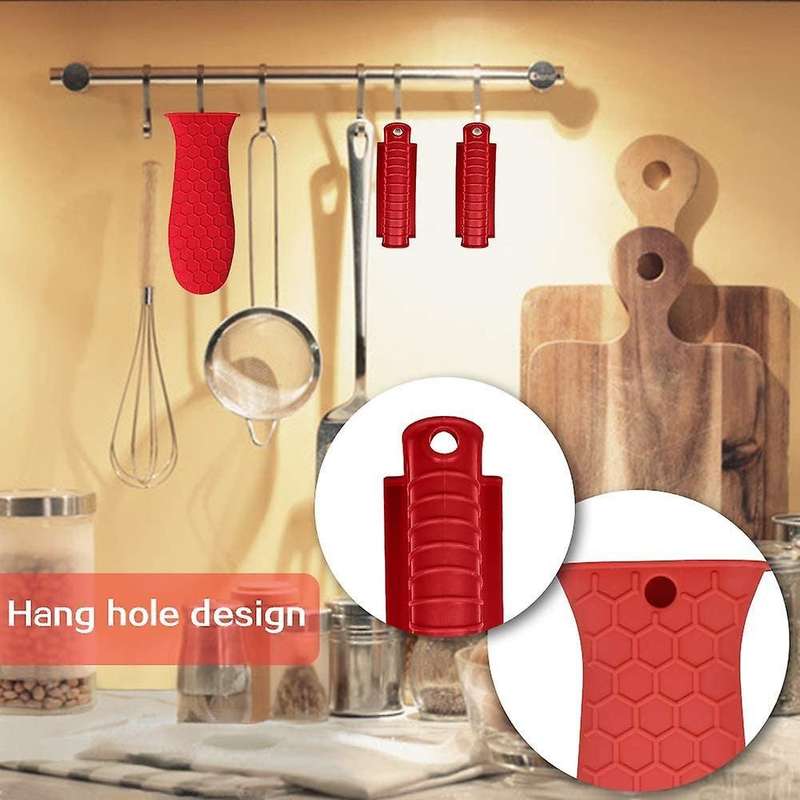 Holder Cast Iron Skillet Handle Cover Pot Sleeve Grip Handle (red)