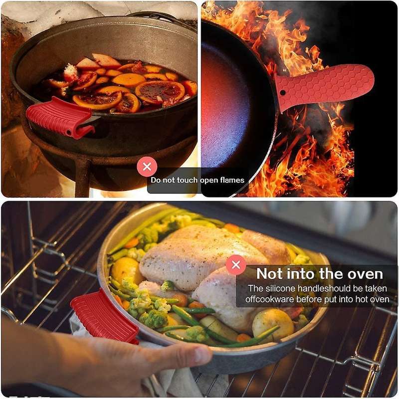 Holder Cast Iron Skillet Handle Cover Pot Sleeve Grip Handle (red)
