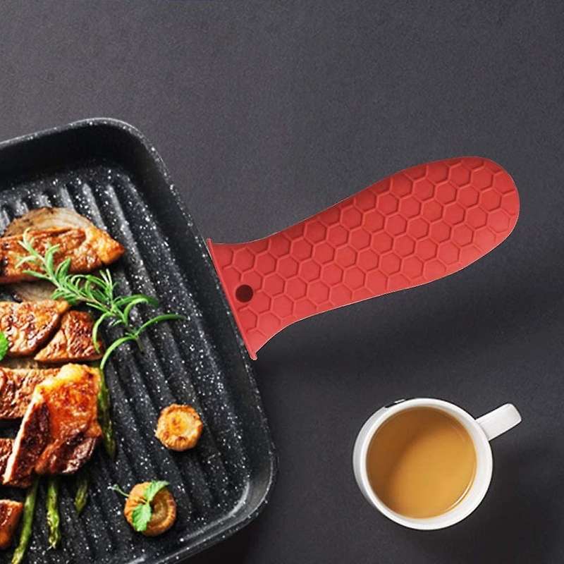 Holder Cast Iron Skillet Handle Cover Pot Sleeve Grip Handle (red)