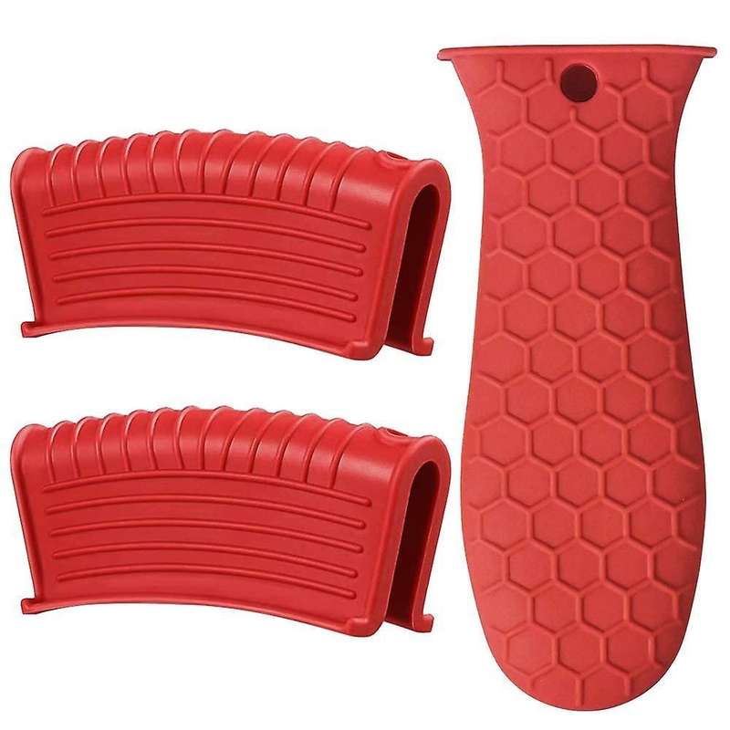 Holder Cast Iron Skillet Handle Cover Pot Sleeve Grip Handle (red)