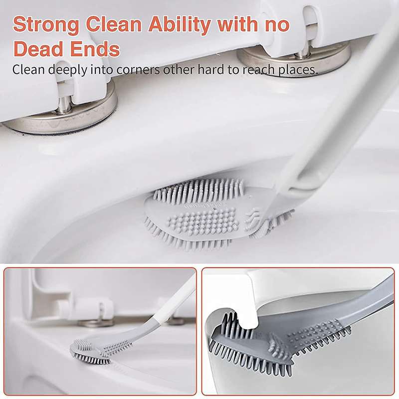 2 Pcs Toilet Brush No Dead Ends Household Toilet Cleaning Brush
