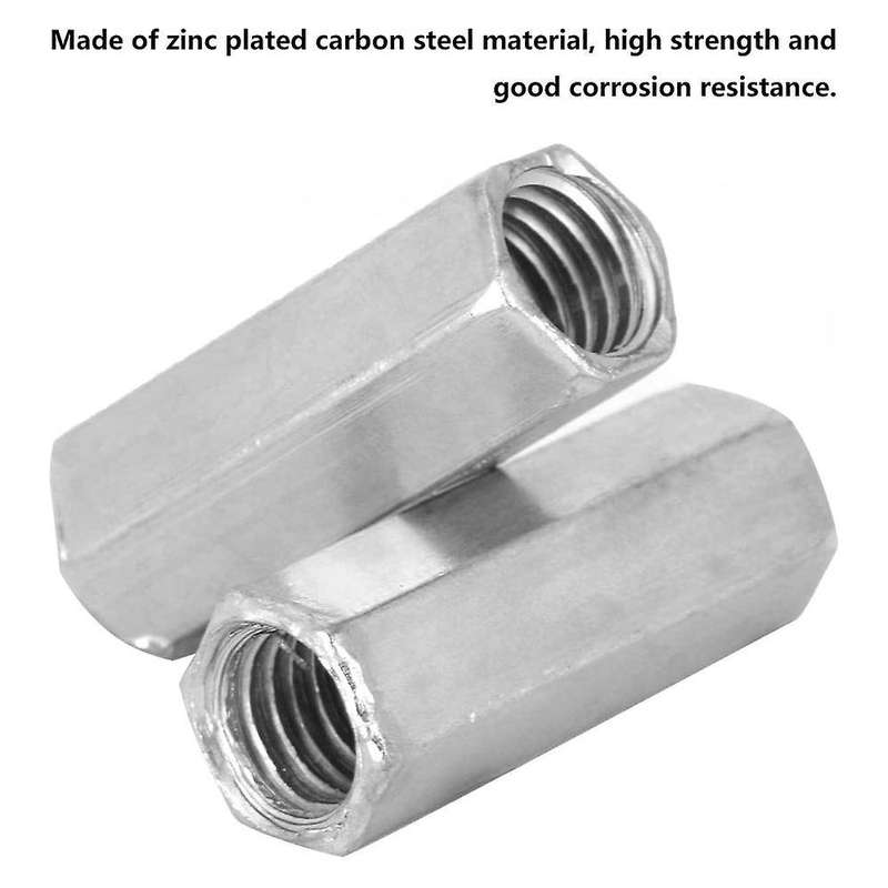 M8x28 Nut Long Rod Hexagonal Carbon Steel Screw Nut 10 Pieces