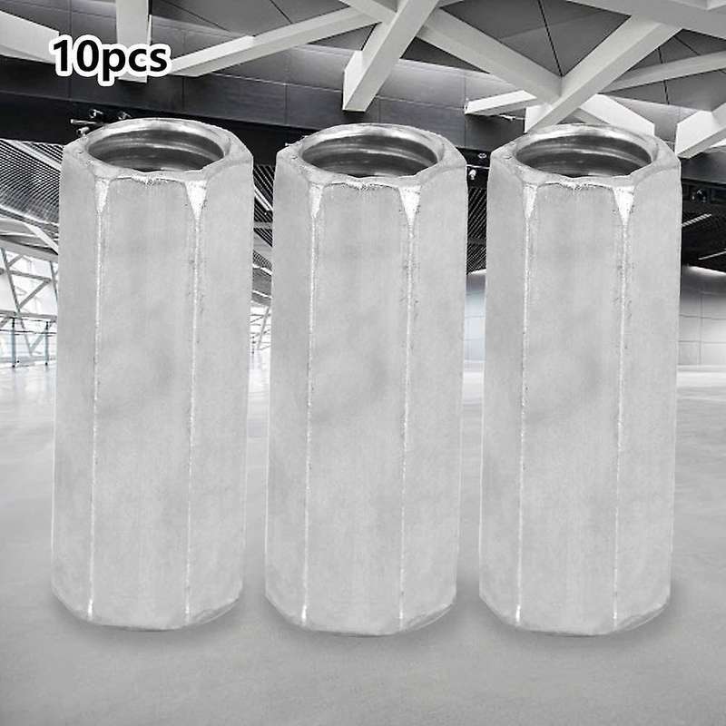 M8x28 Nut Long Rod Hexagonal Carbon Steel Screw Nut 10 Pieces