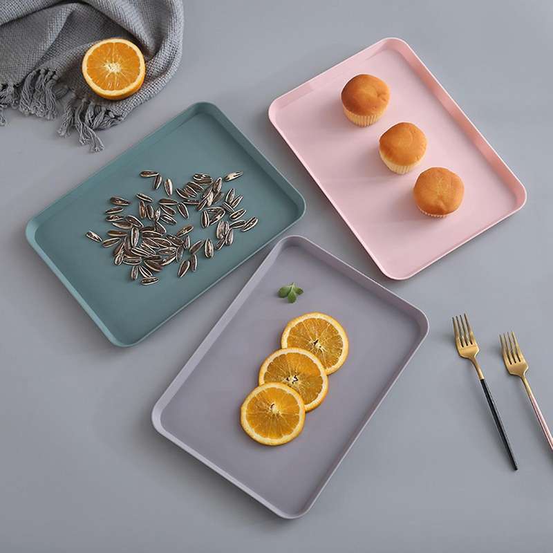 3 Pcs Nordic Rectangular Tea Tray Plastic Storage Tray Home Small