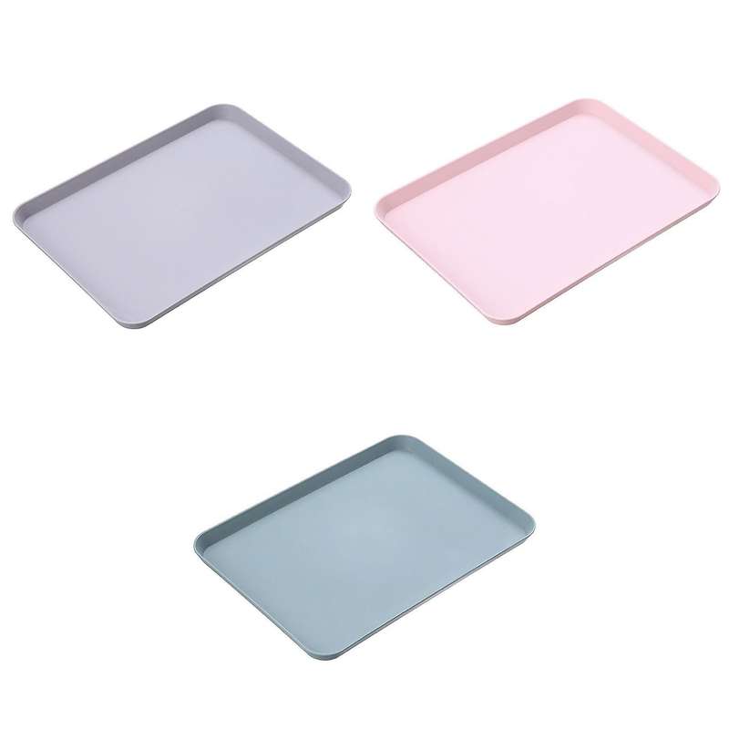 3 Pcs Nordic Rectangular Tea Tray Plastic Storage Tray Home Small