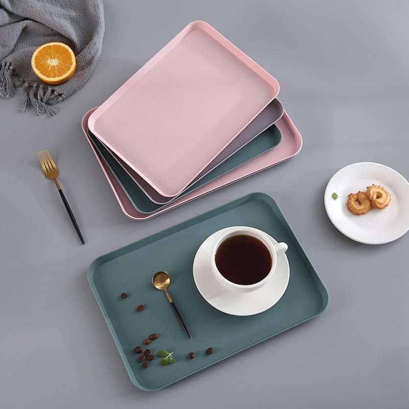 3 Pcs Nordic Rectangular Tea Tray Plastic Storage Tray Home Small