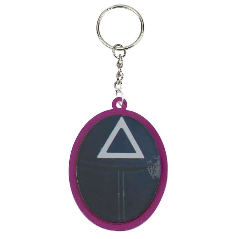 Squid Game Figures Mask Keychain Charms Accessories, Triangular