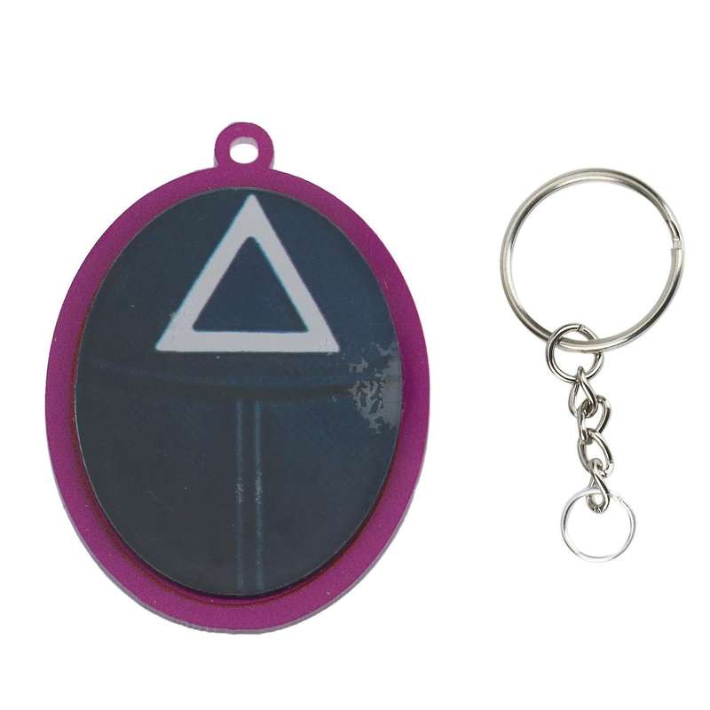 Squid Game Figures Mask Keychain Charms Accessories, Triangular