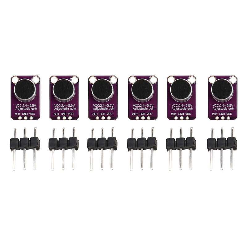 6 Pcs Electret Microphone Amplifier Module Max4466 Gain Board for Uno