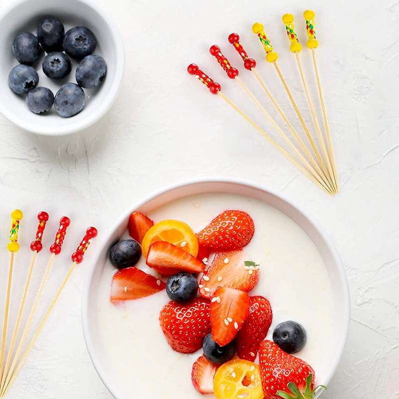 200pcs Bamboo Fruit Sticks, Wooden Toothpicks for Party Tapas Nibbles