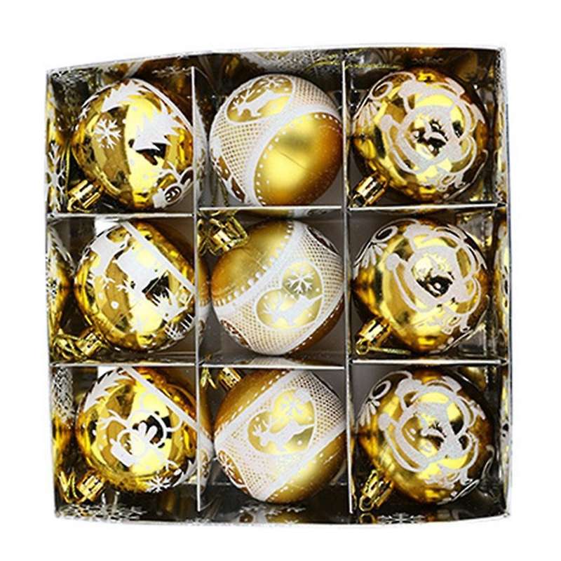 9pcs Christmas Balls Tree Hanging for Home Decor Small Pendant (gold)