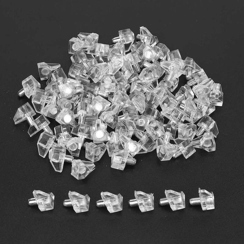 100 Pcs Clear Shelf Support Pegs -5 Mm Cabinet Shelf Holder Pins