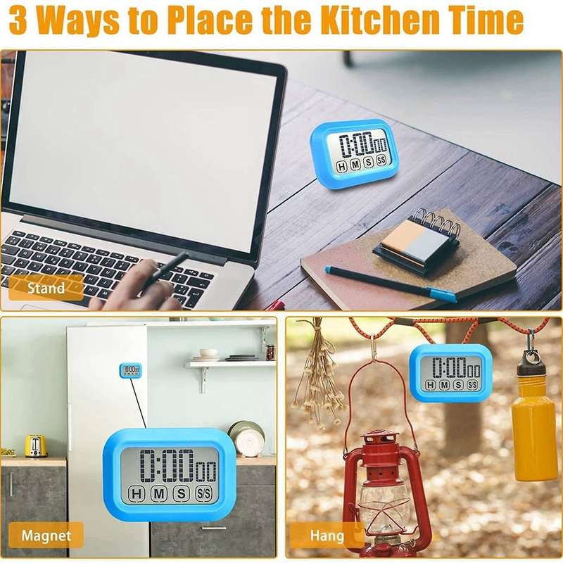 Digital Kitchen Timer Press Screen for Cooking,magnetic (blue)