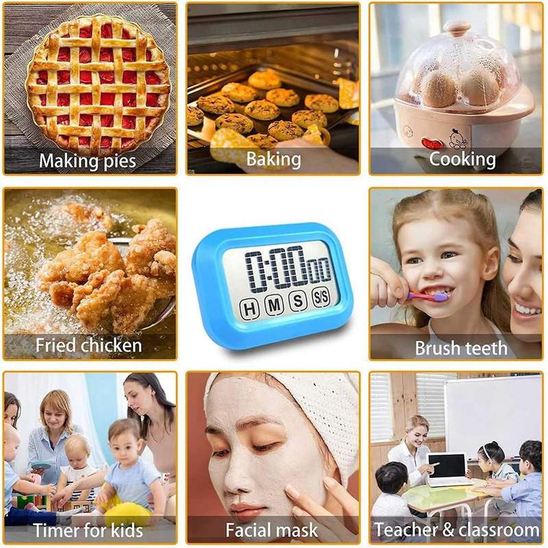Digital Kitchen Timer Press Screen for Cooking,magnetic (blue)