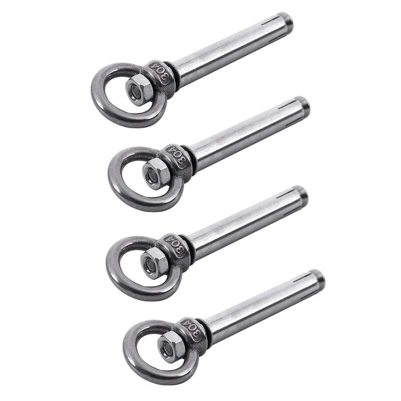 4pcs Stainless Steel Raw Style Shield Anchor Eye Bolts M6 X 82mm