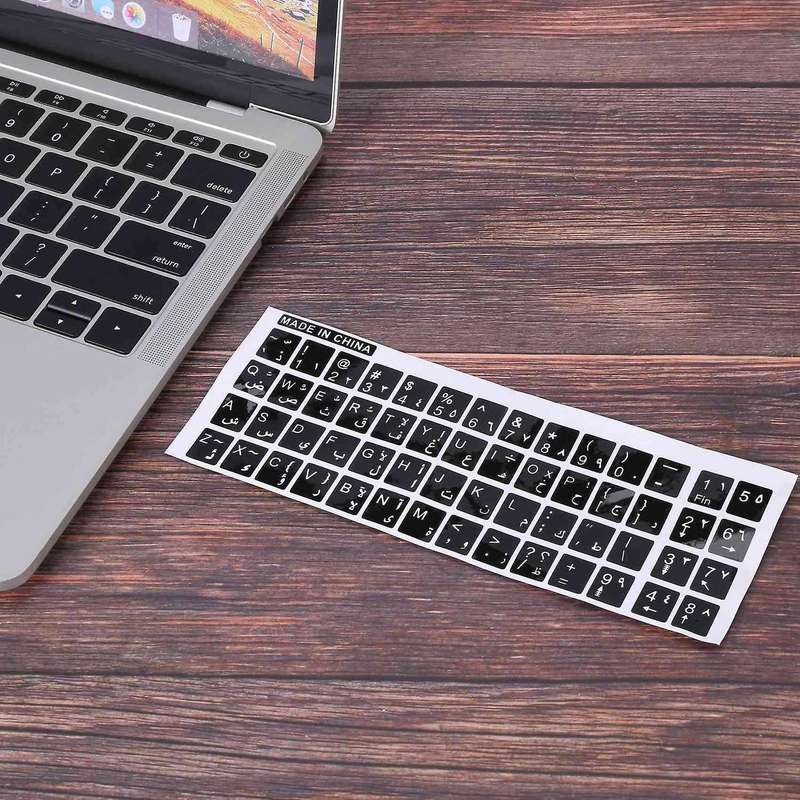 White Letters Russian Keyboard Sticker Decal Black for Laptop Pc