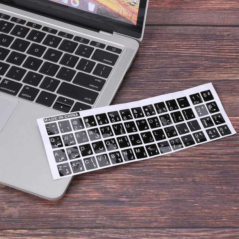 White Letters Russian Keyboard Sticker Decal Black for Laptop Pc