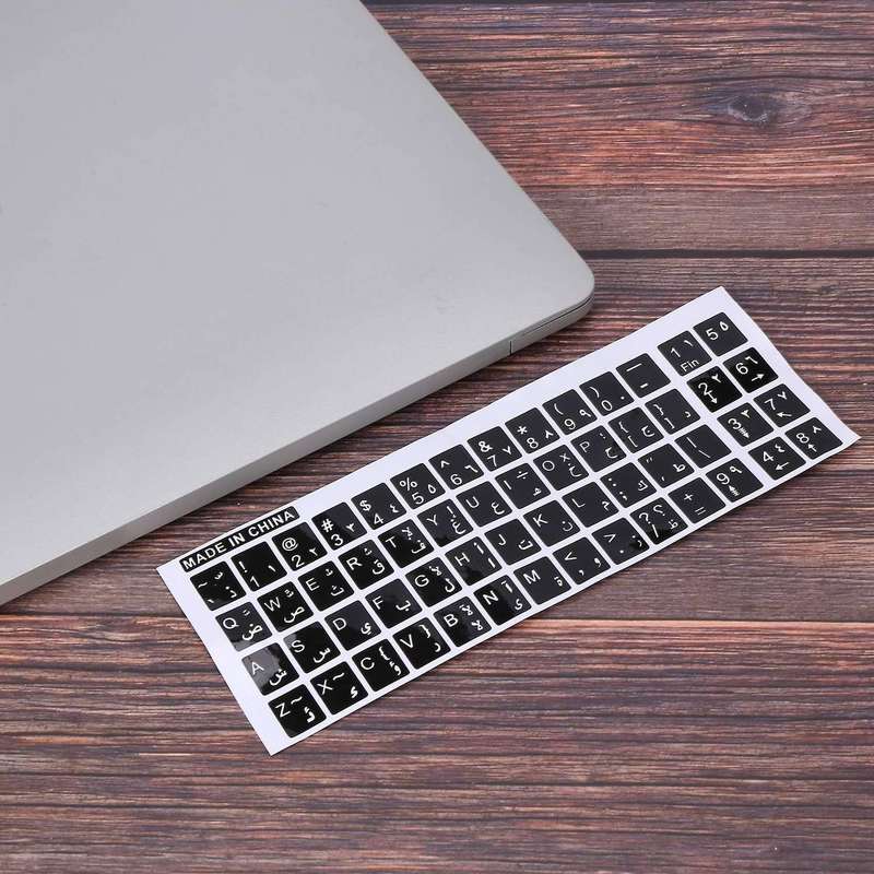 White Letters Russian Keyboard Sticker Decal Black for Laptop Pc
