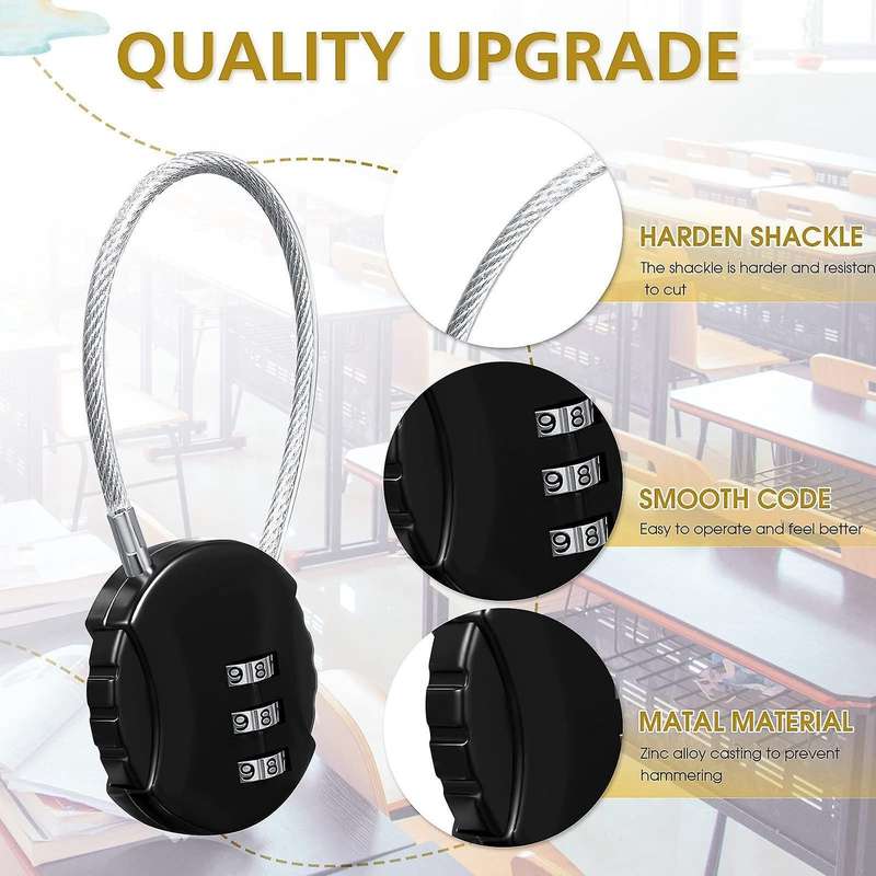 4 Pieces 3 Digit Padlock for School Gym Locker, Sports Locker, Fence