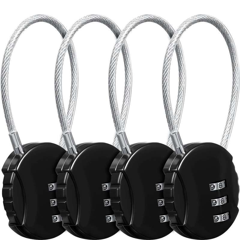 4 Pieces 3 Digit Padlock for School Gym Locker, Sports Locker, Fence