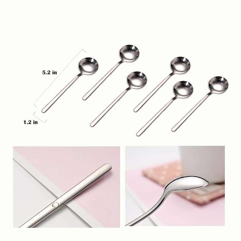 Stainless Steel 6pcs Espresso Spoons for Sugar Antipasto (silver)
