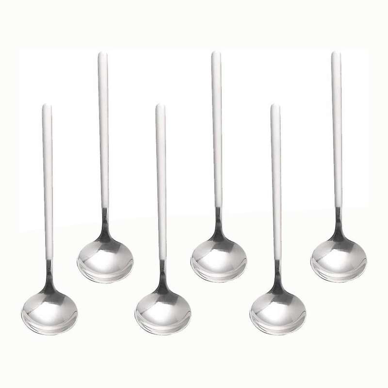 Stainless Steel 6pcs Espresso Spoons for Sugar Antipasto (silver)