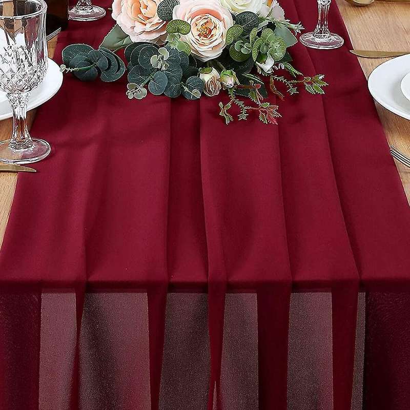 Table Runner 27x118 Inches Wedding Table Decorations Dark Red