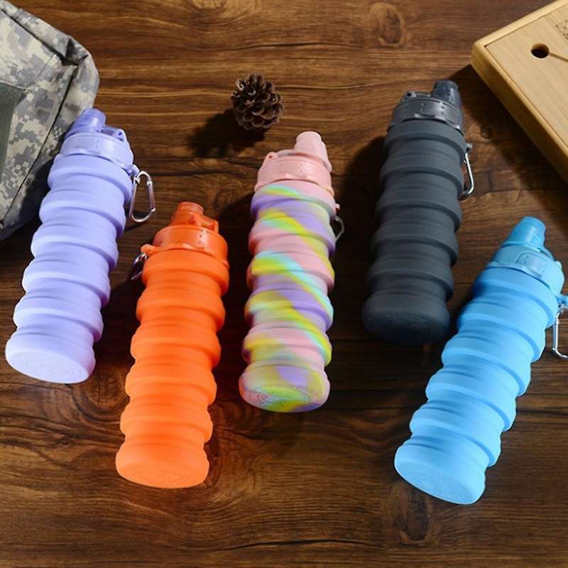 500ml Portable Retractable Silicone Bottle Folding Water Bottle ,b